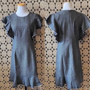 Mo:Vint Tweed Wool Blend Mini Dress M